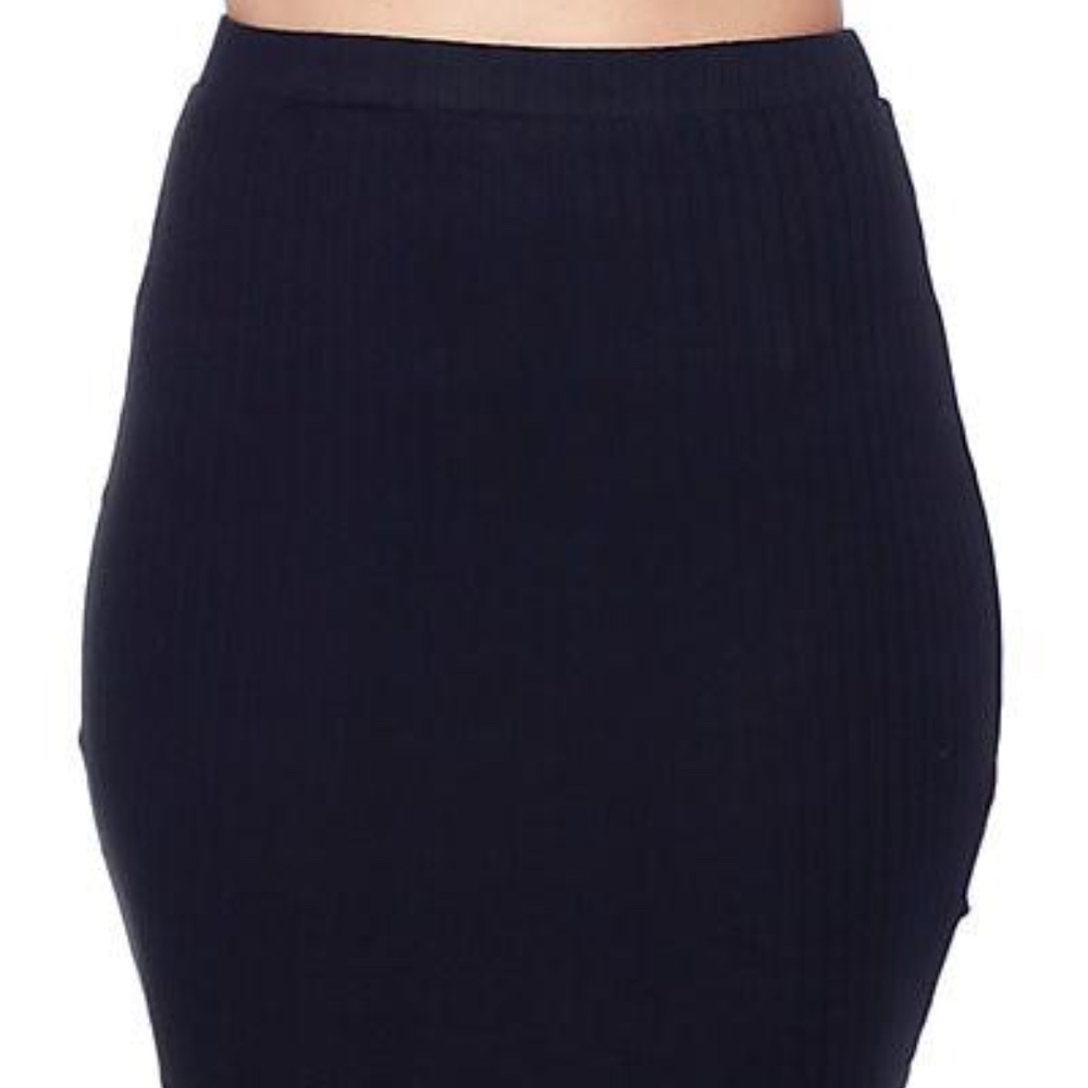 High Waisted Ribbed Mini Skirt